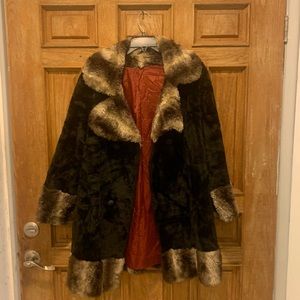 Faux fur coat different shades of brown, Medium